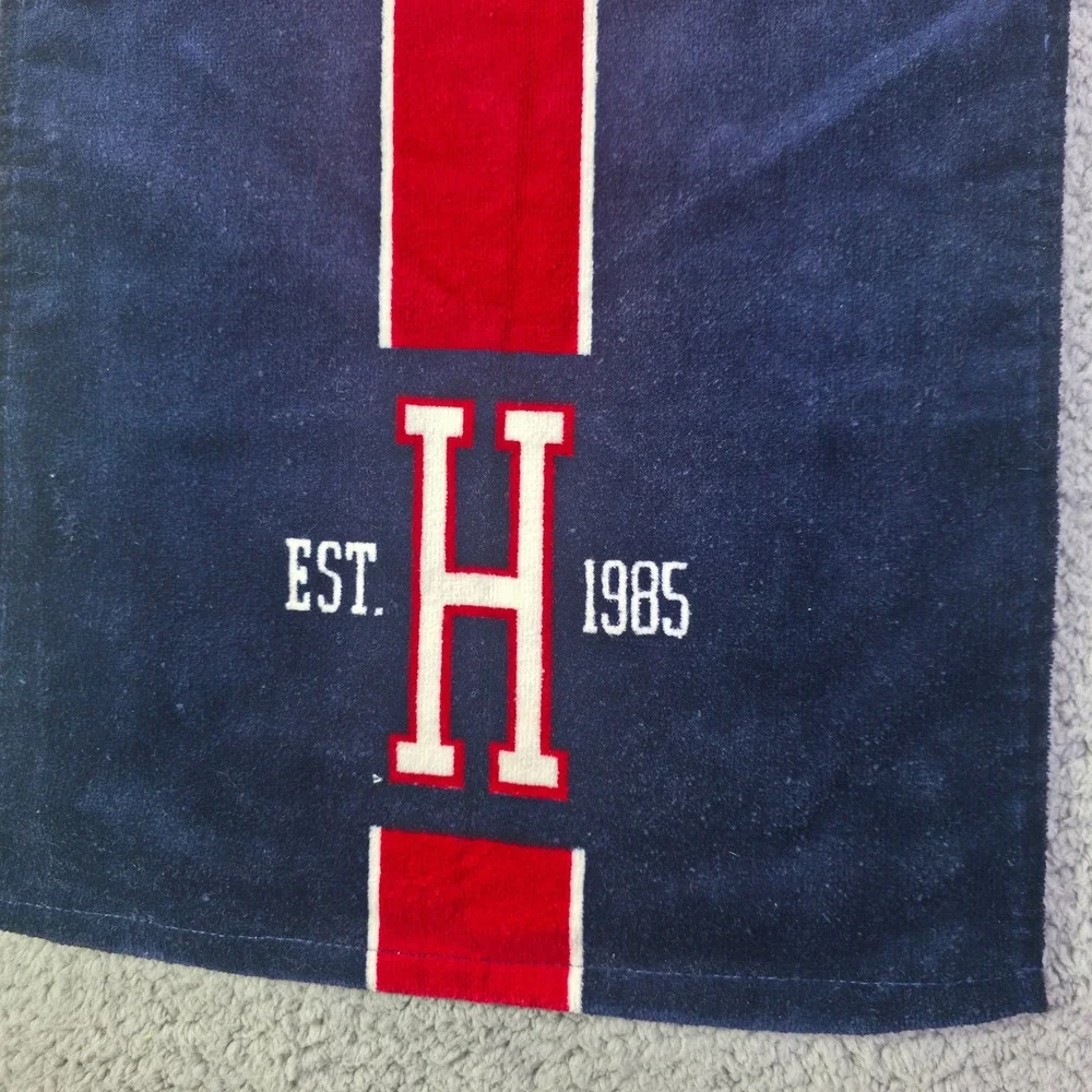 Tommy Hilfiger Navy Blue Red White H Logo Cotton Hand Towel EST 1985
